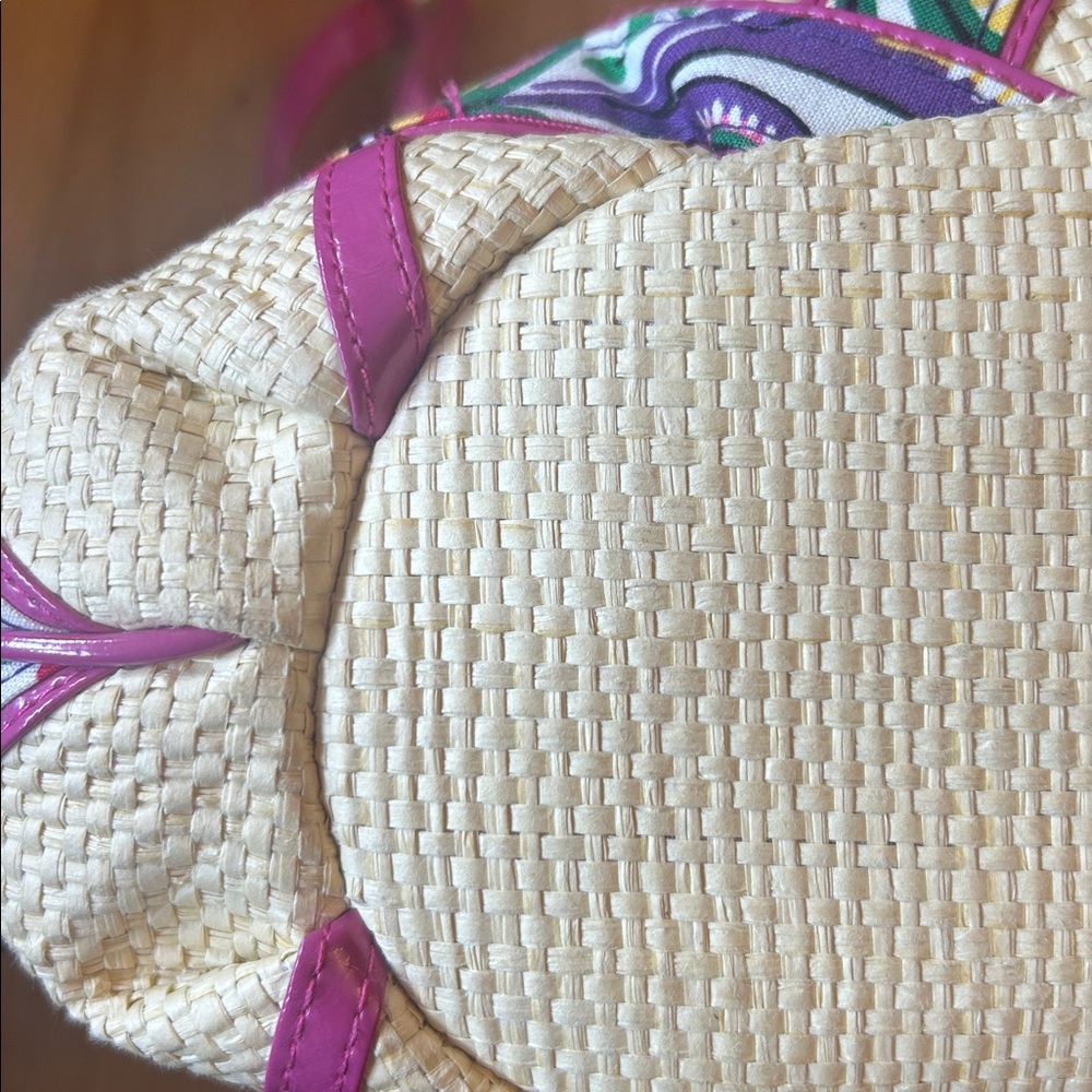 Vera Bradley Purse Viva La Vera Retired Rattan Straw Hobo Shoulder Bag Pink - Picture 13 of 16